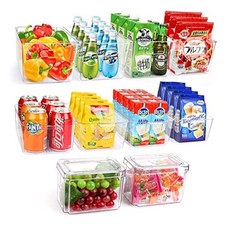 Set Of 10 Refrigerator Pantry Organizer Bins, Clear Plastic Food Storage Bins