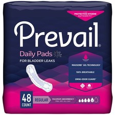 Prevail Daily Incontinent Pad 11" L Regular Length 63 192 Ct