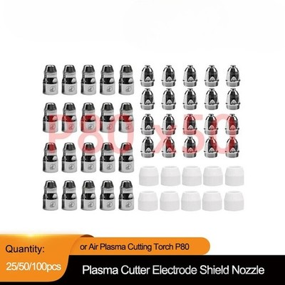 For Air Plasma Cutting Torch P80 Plasma Cutter Electrode Shield Nozzle