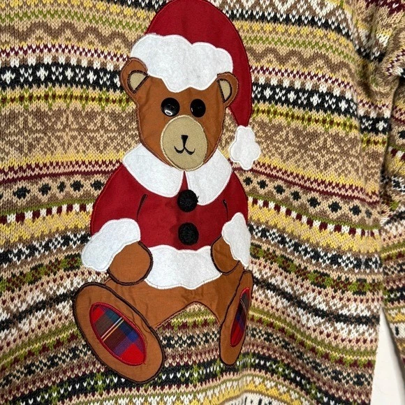 Белый олень свитер женщин S коричневый Fair Isle Рождество плюшевый медведь вязаный Fair Isle - Изображение 2 из 4