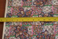 By 1/2 Yd, 36", Vintage 1940 s-60 s, Colorful Floral Checked Quilt Cotton, N29
