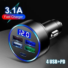 4X USB PD 30W Type-C Car Charger Fast Charge Adapter For iPhone 14 13 samsung