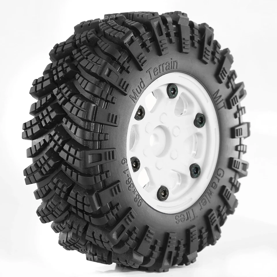 1.9" Beadlock Wheel Rim Rubber Tire Set for 1/10 RC Crawler Car TRX4 RC4WD D90 - Image 4 of 4