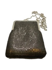 Gunmetal mesh over shoulder Removable chain evening purse