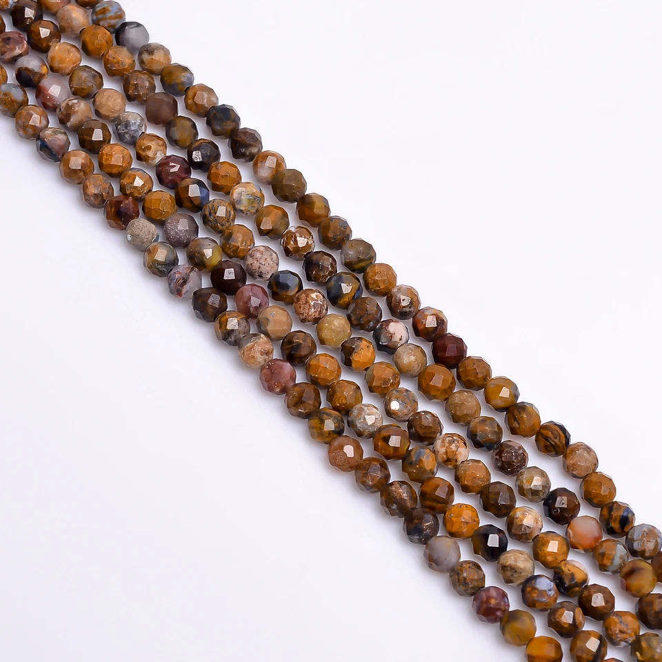 100% Natural Pietersite Gemstone Round Faceted Beads 3X3 mm Strand 13" EB-253 - Image 2 of 2