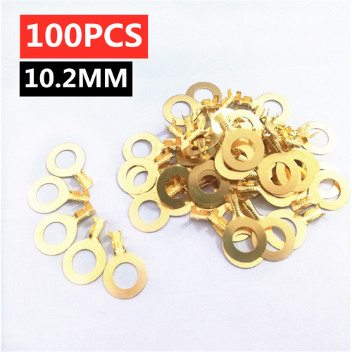 100PCS Brass Non-Insulated Crimp Ring Terminals Wire Spade Connectors 3.2-10.2mm - Picture 12 of 24