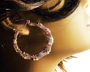 Authentic Whispering Groves Rose Gold Bamboo Hoops