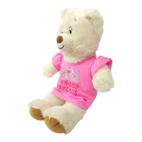 Build A Bear Teddy 15" Plush Birthday Princess T Shirt Cream Stuffed Animal Toy - Picture 5 of 13