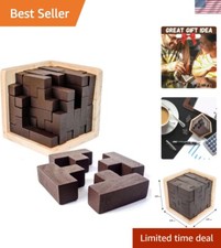 Original 3D Wooden Brain Teaser Puzzle - 54-Piece Dark Brown Challenge