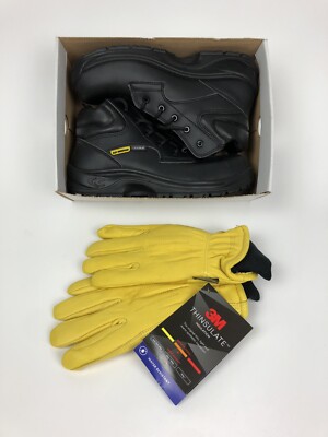 Brand New Men s Size 8 Cofra Steel Toed Boots & 3M Thinsulate Insulation Gloves