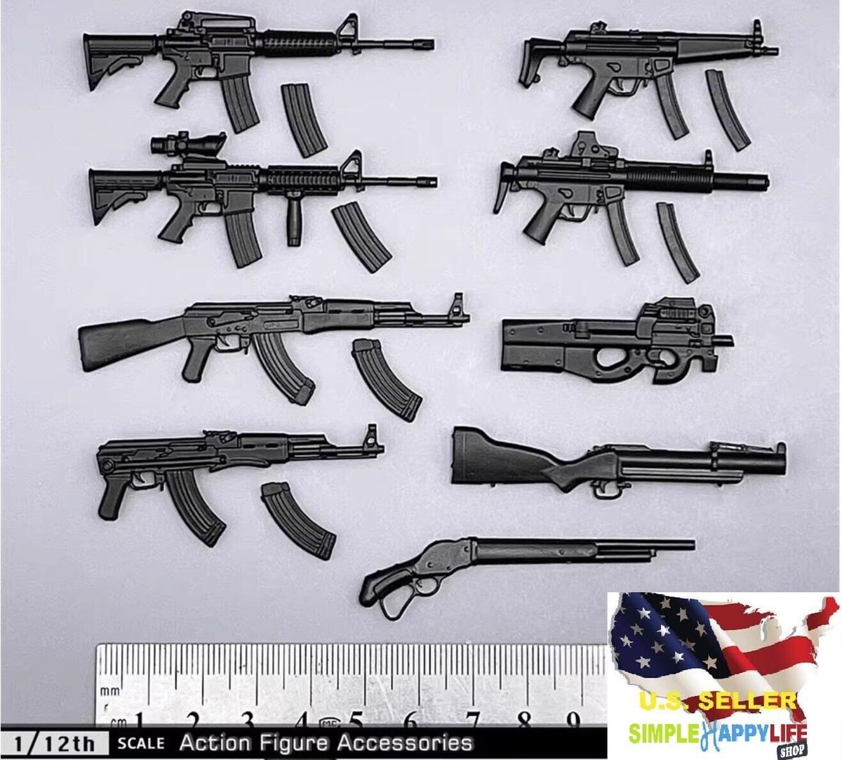 1/12 soldier Weapon 9 X gun pistol For 6