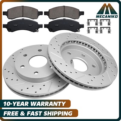 Front Drilled Brake Rotors + Brake Pads for 2007 - 16 Acadia 2007 - 2010 Outlook