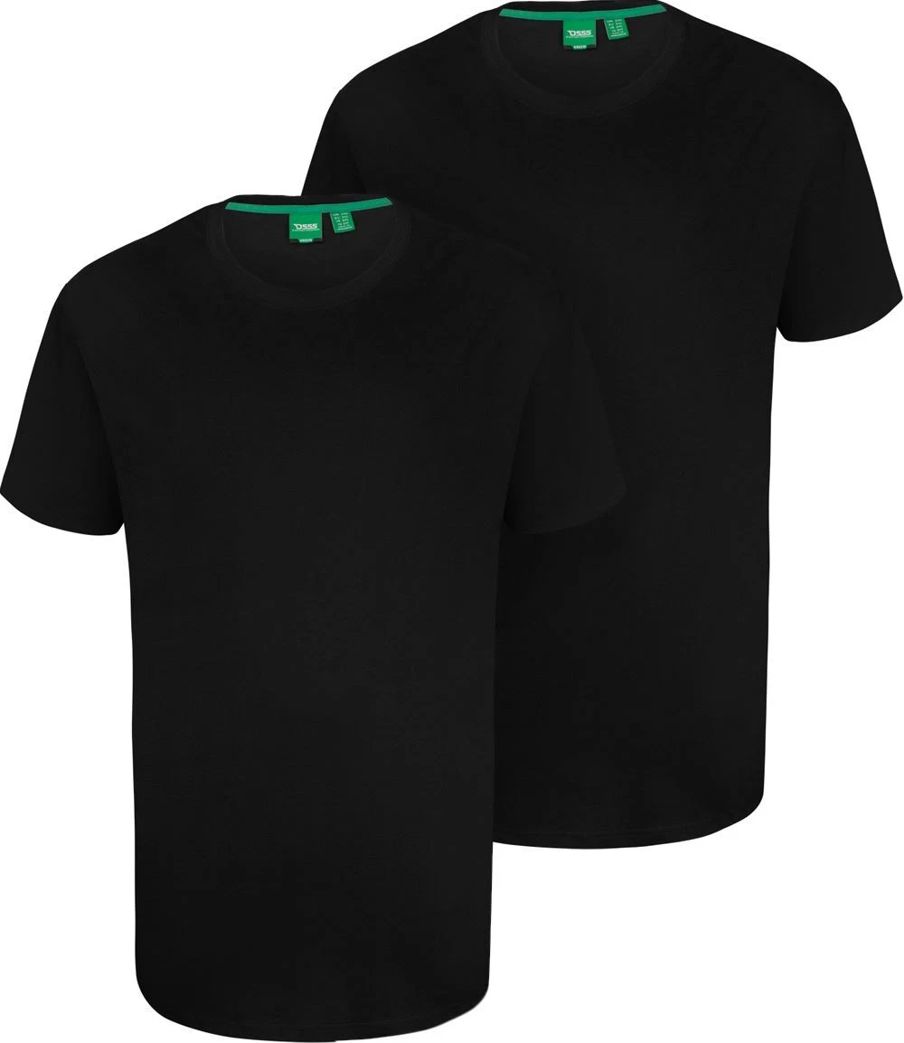 Big Mens D555 Fenton Crew Neck T Shirt Twin Pack in Black Black 3XL to 8XL
