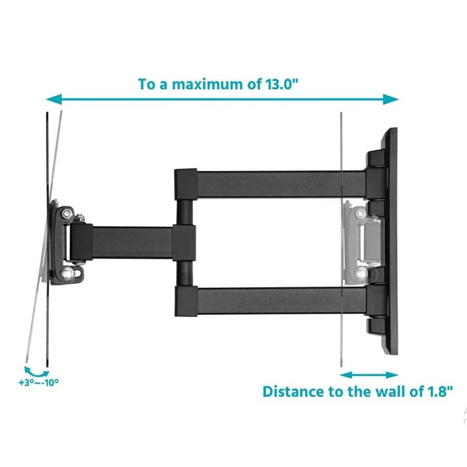 TV Wall Mount Bracket 3 Way Adjustable Tilt Swivel LCD LED 23 26 32 36 40 42 43" - Image 4 of 4