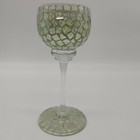 Green Mosaic Tile Pattern Wine Glass Decorative Multicolor Candle Holder Vtg