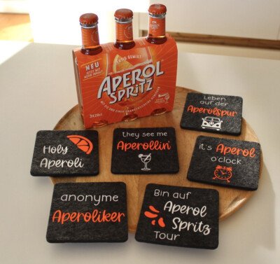 Aperol Untersetzer | Filzuntersetzer | 6er Set | Geschenk | Geburtstag