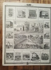 Antique Engraving -  RES. OF C.W. NORTON + OTHER VIEWS- Andreas Atlas Co. 1875
