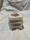 Vintage Westmoreland Milk Or Custard Glass Footed Trinket Box With Lid, Square