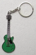 Electric GUITAR Green/Black Metal Alloy KEY CHAIN Ring Keychain NEW