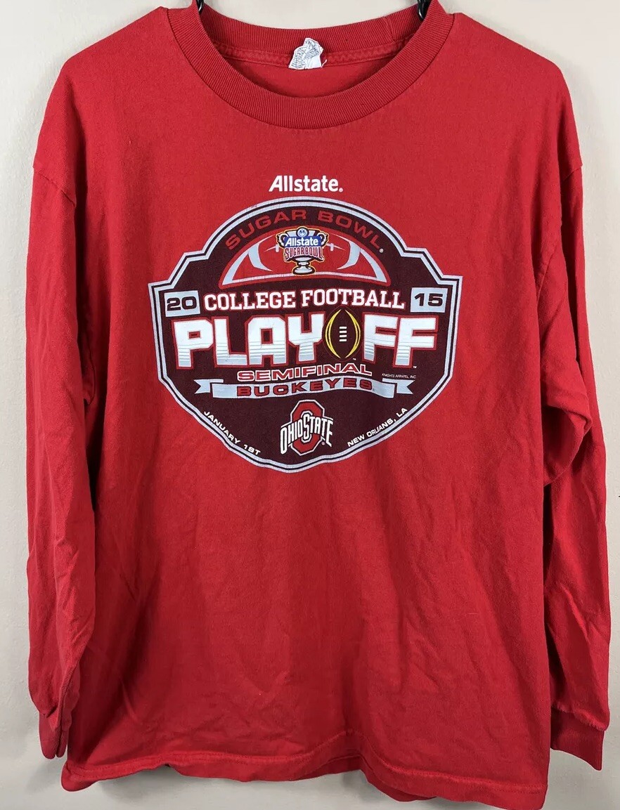 Ohio State Buckeyes 2015 Playoffs Red Long Sleeve T-Shirt Size Large Big Ten OSU