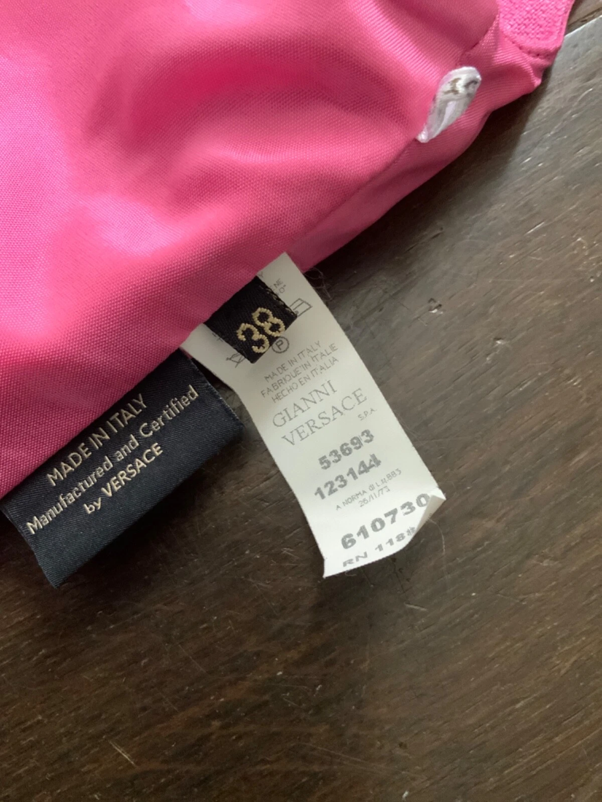 Abito da donna rosa Versace cintura lino taglia 38