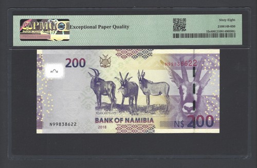 Namibia - 200 dólares de Namibia 2018 P15c sin circular grado 68 Top Pop - Imagen 2 de 2