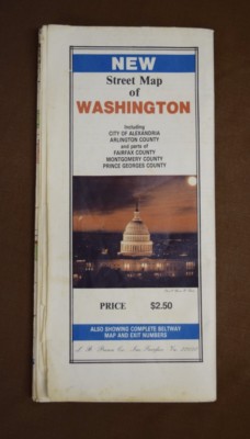 Vintage large color Street Map of Washington, DC, plus some surrounding areas