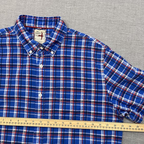 Relwen Shirt Mens XL Blue Plaid Short Sleeve Button Down Seersucker Cotton - Picture 5 of 7