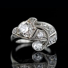 Antique 1.60ct White Round Cut CZ Art Deco Engagement Ring Solid 925 Silver