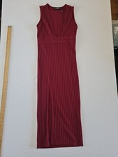 Ladies Dress PrettyLittleThing Size 8 Sleeveless Ribbed Red 13750