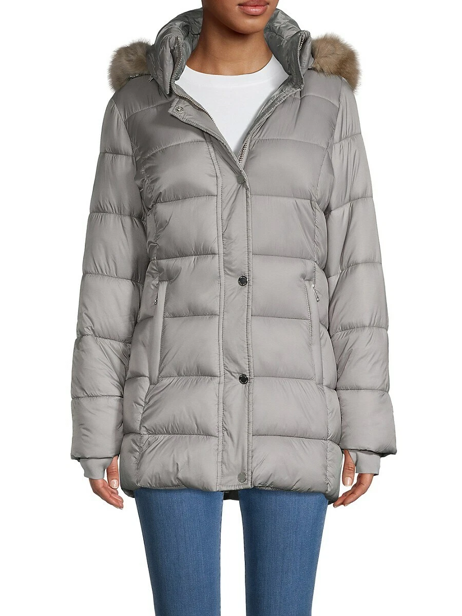 Michael kors missy shop faux fur hooded jacket