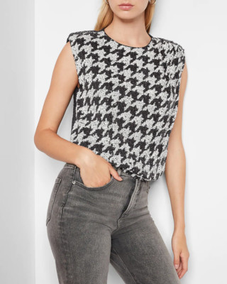 Ameri★ MEDI HOUNDSTOOTH PEPLUM TOP Ameri（アメリ）の「MEDI HOUNDSTOOTH PEPLUM TOP（シャツ