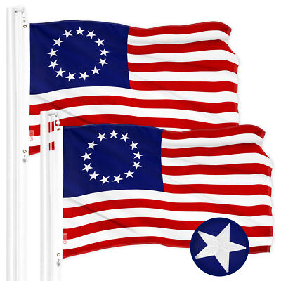 G128 2 Pack: Betsy Ross Flag 2x3 Ft Embroidered 300D Polyester