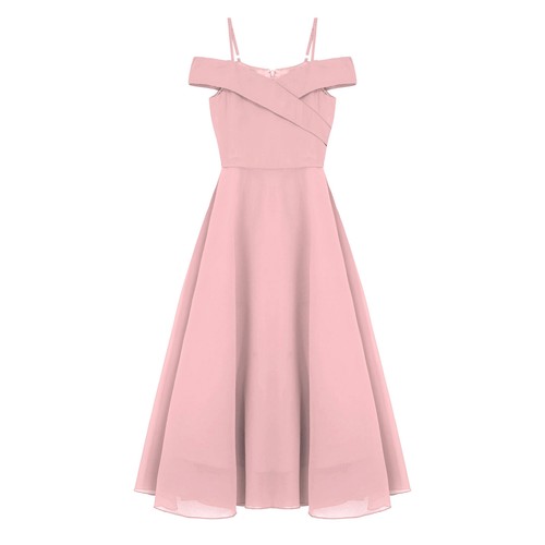 Kids Flower Girls Dress Chiffon Off Shoulder Junior Bridesmaid Wedding Ball Gown - Picture 10 of 88