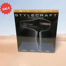 Brand New StyleCraft Professional Super Ceramic Dryer 2000 Watt Hair Dryer BLACK