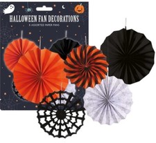 5 Pcs Halloween Decorations Paper Fan Hanging Tissue Fans Fall Party Decor