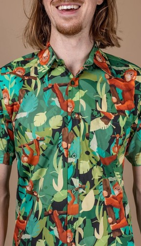 Camisa con estampado de orangután Run and Fly S M L XL XXL 3XL mono/mono/tropical/extravagante - Imagen 4 de 5