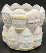 Vintage Pastel Easter Egg Candle Holder Cup Small Easter Egg Planter 3.25" 