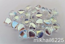 20 7.5 x 7.5 mm Czech Glass Matubo Ginkgo Leaf Beads: Crystal AB