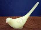 FENTON Pink Blossom Satin Custard Happiness Bird ~ Hand painted  Signed ~ Clean