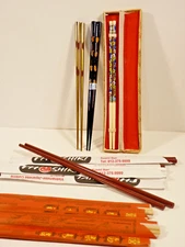 Vintage Asian Chopsticks Lot of 12, New