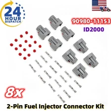8*For Nippon Denso 2-Pin Fuel Injector Connector Plug Clip Kit Set 90980-11153