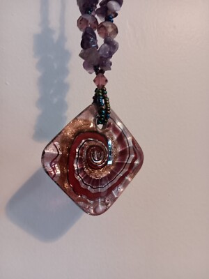 Premier Designs necklace Purple Pendant Beads 10.5'' Jewelry 