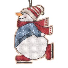 Skating Snowman Beaded Cross Stitch Kit Mill Hill 2021 Snow Fun MH162133