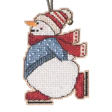 Skating Snowman Beaded Cross Stitch Kit Mill Hill 2021 Snow Fun MH162133