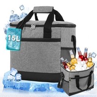 KüHltasche Thermotasche Isolierte Picknicktasche Tragbare Lunchtasche 15L Grau