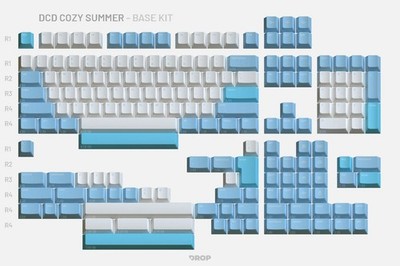 Drop DCD Cozy Summer Keycap Set Base Kit Dye-Sub PBT Blue White Sealed