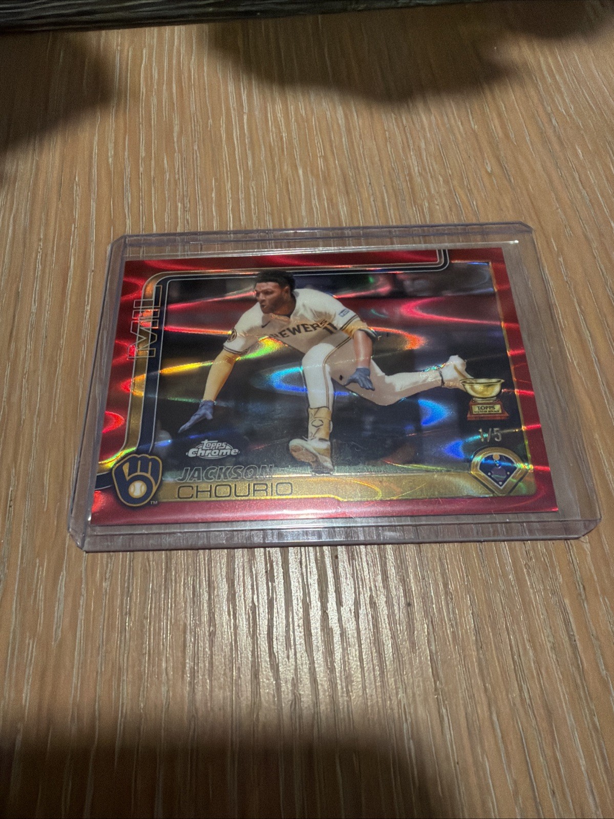 2025 Topps Chrome - Jackson Chourio #262 Red RayWave Refractor 1/5