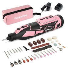 WORKPRO Pink 12V Cordless Rotary Tool Kit, 5 Variable Speeds, Powerful
