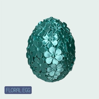 Stunning Teal Floral Egg Intricate Decorative Gift & Ornament